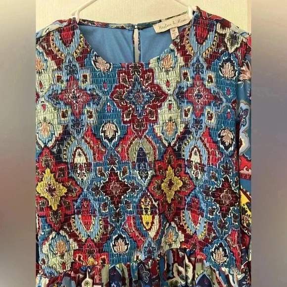 Harlow & Rose Dress Women’s Size Medium Smocked Modest Prairie Boho Peasant - Picture 4 of 12